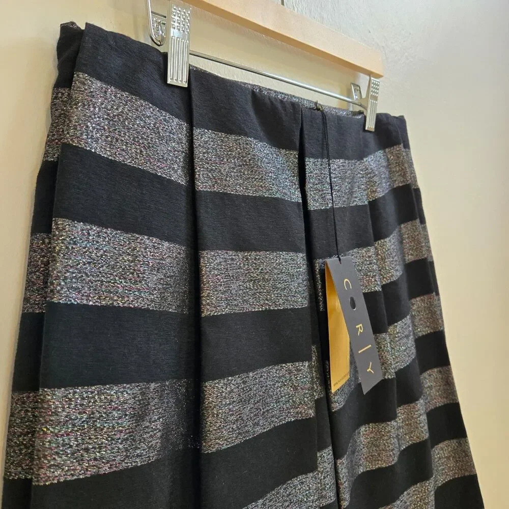 CORY Justina Box Pleat Skirt Size 8 Metallic Rainbow Sparkle Party Cocktail Glam
